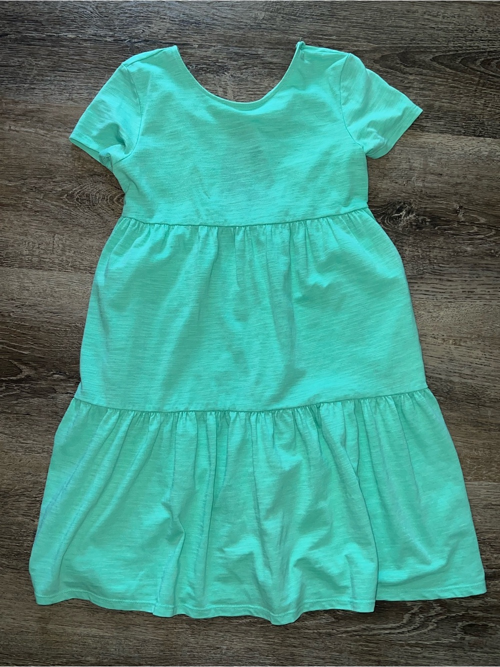 Girls' Short Sleeve Tiered Dress - Mint Green
